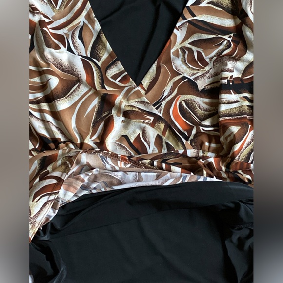 🧸 Brown Tones Blouse Graphic Print Sz Lg Fashion Bug EUC - Picture 4 of 16